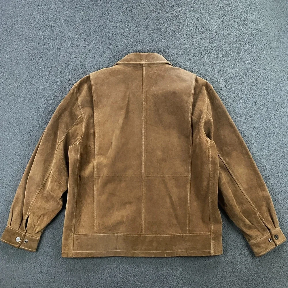 Wilsons M. Julian Leather Jacket Mens Large Suede Brown Racer Biker Moto